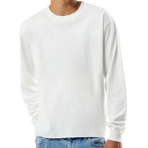 PacSun Premium Cropped Long Sleeve T-Shirt – White – Men’s Size L – Raw Hem